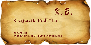 Krajcsik Beáta névjegykártya